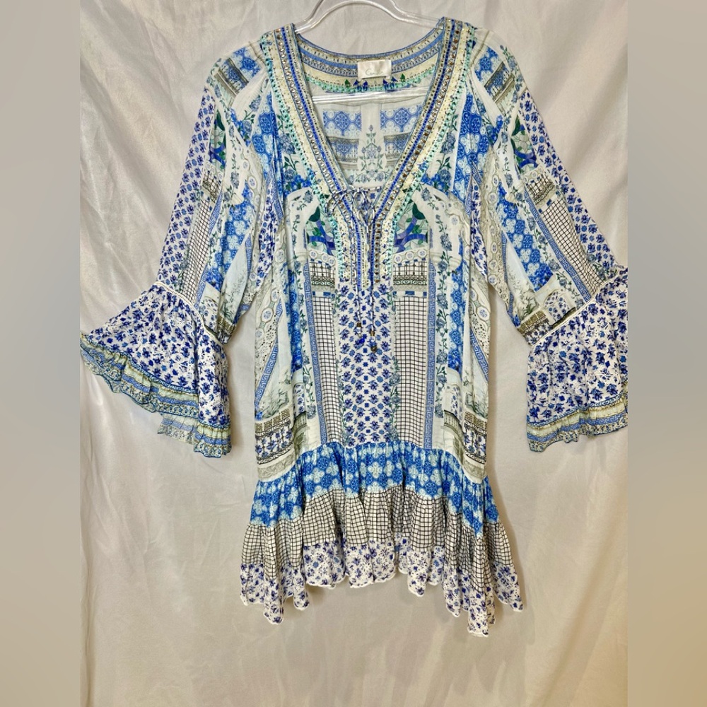 Camilla Blue and White Floral Tunic